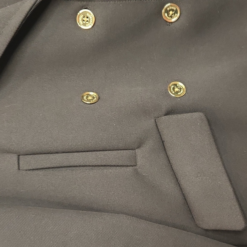 Michael Kors Black Wool Blend Quilted Peacoat Gold Military‎ Buttons size xs - Picture 3 of 8